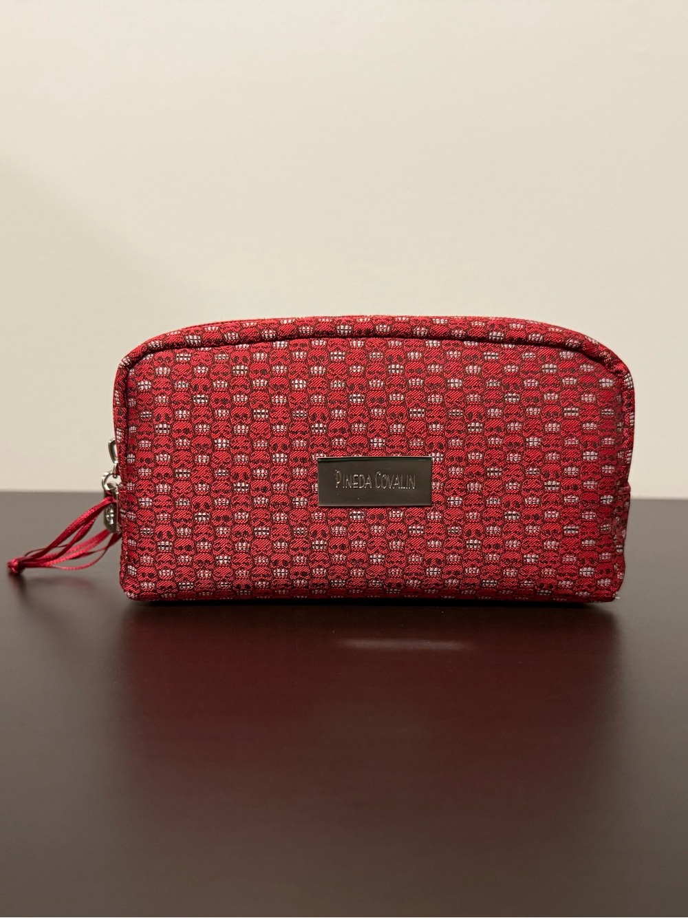 Pineda Covalin Tzompantli Toiletry Cosmetic Makeup Travel Pouch Red